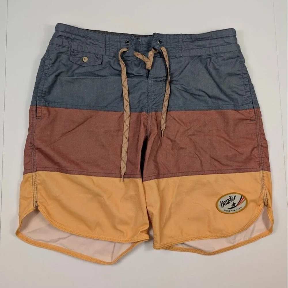 Howler Brothers‎ Waveform Board Shorts Mens 31 Blue Burgundy Yellow Color Block